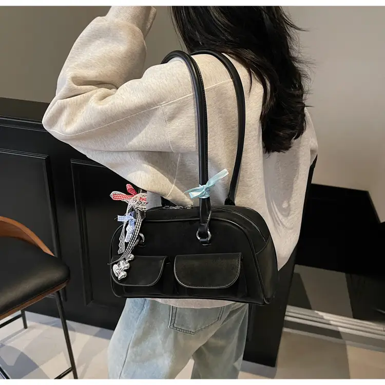 Women's Pink Retro Shoulder Bag with Crystal Tassel — feature 19