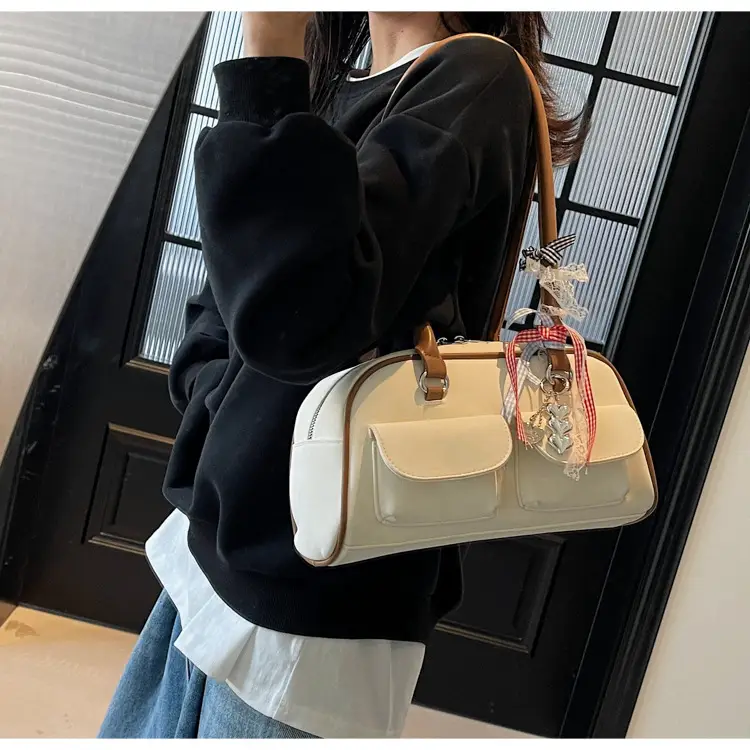 Women's Pink Retro Shoulder Bag with Crystal Tassel — feature 22