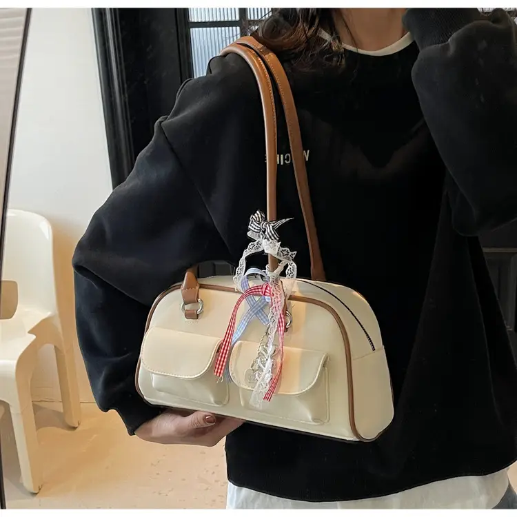 Women's Pink Retro Shoulder Bag with Crystal Tassel — feature 23