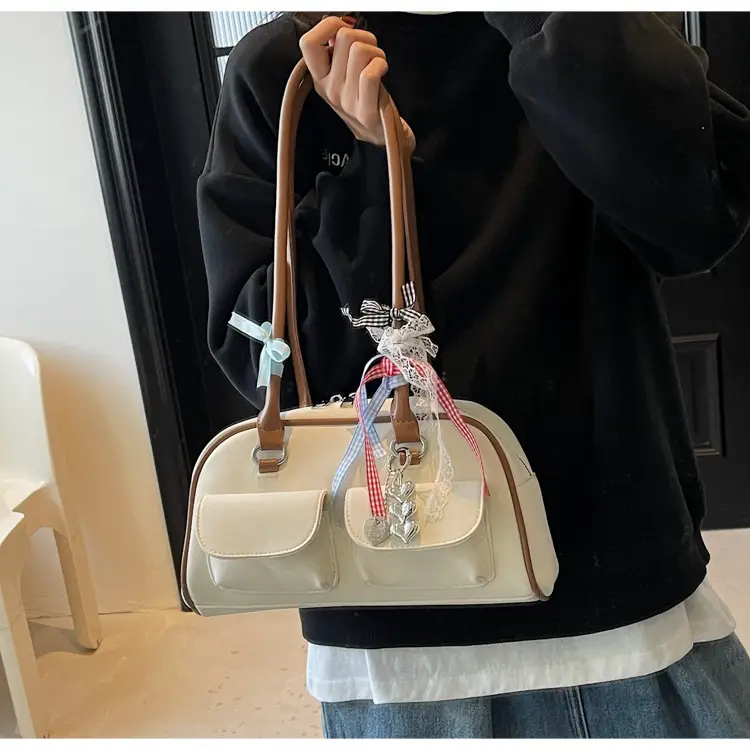 Women's Pink Retro Shoulder Bag with Crystal Tassel — feature 24