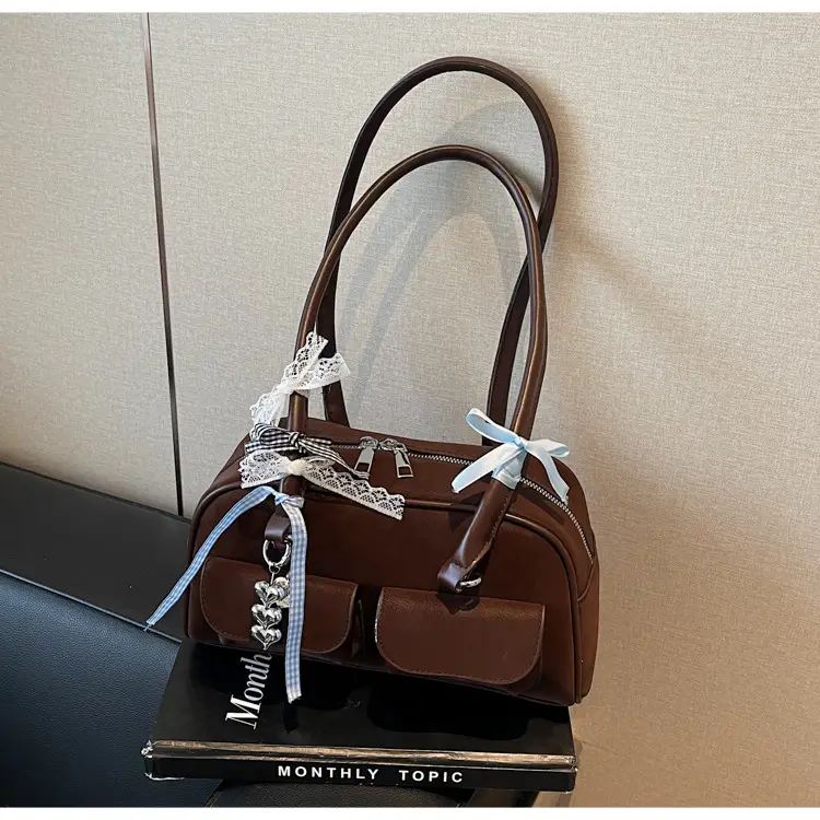 Women's Pink Retro Shoulder Bag with Crystal Tassel — feature 25