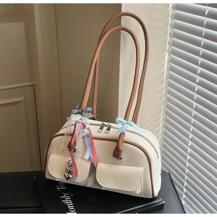 Women's Pink Retro Shoulder Bag with Crystal Tassel — feature 34