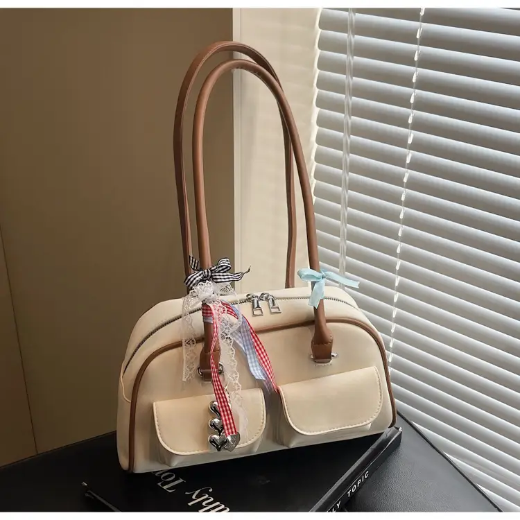 Women's Pink Retro Shoulder Bag with Crystal Tassel — feature 35