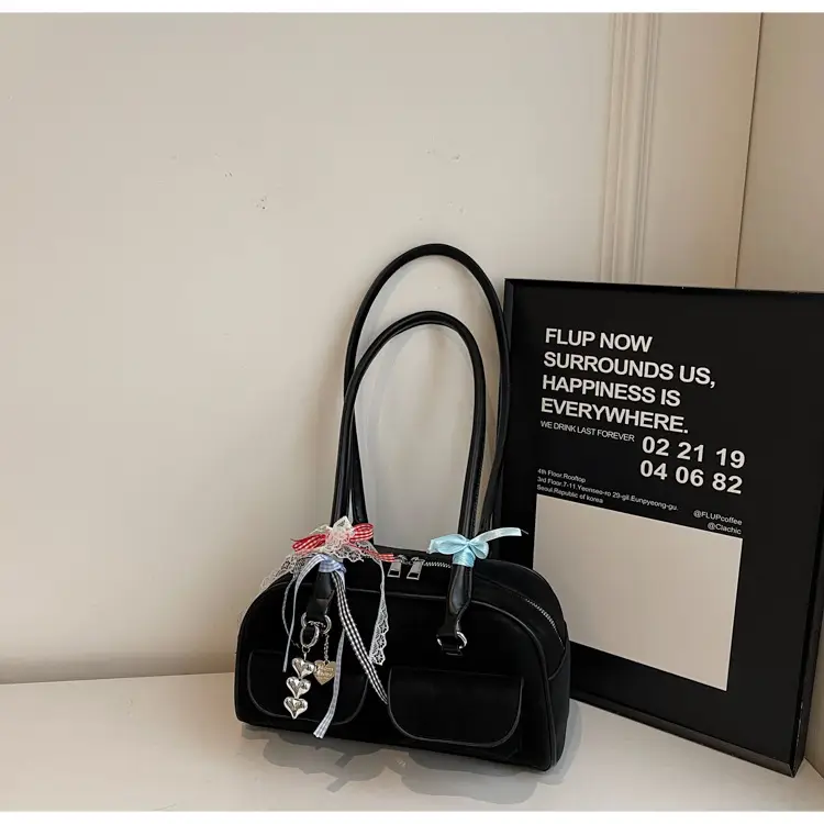Women's Pink Retro Shoulder Bag with Crystal Tassel — feature 37