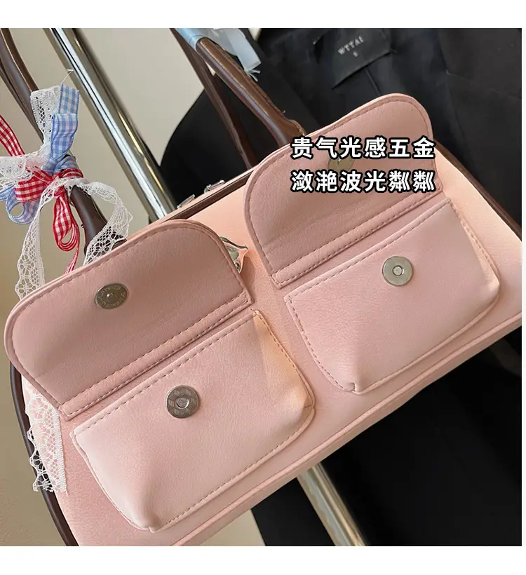Women's Pink Retro Shoulder Bag with Crystal Tassel — feature 6