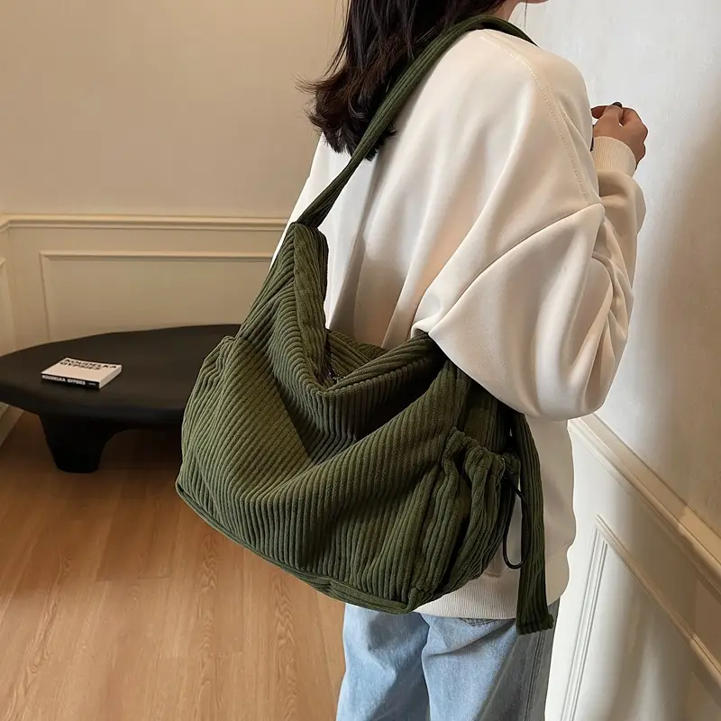 2026 New Ruiying Retro Single Shoulder Commuter Bag Corduroy Women Tote Autumn Winter - Image 8