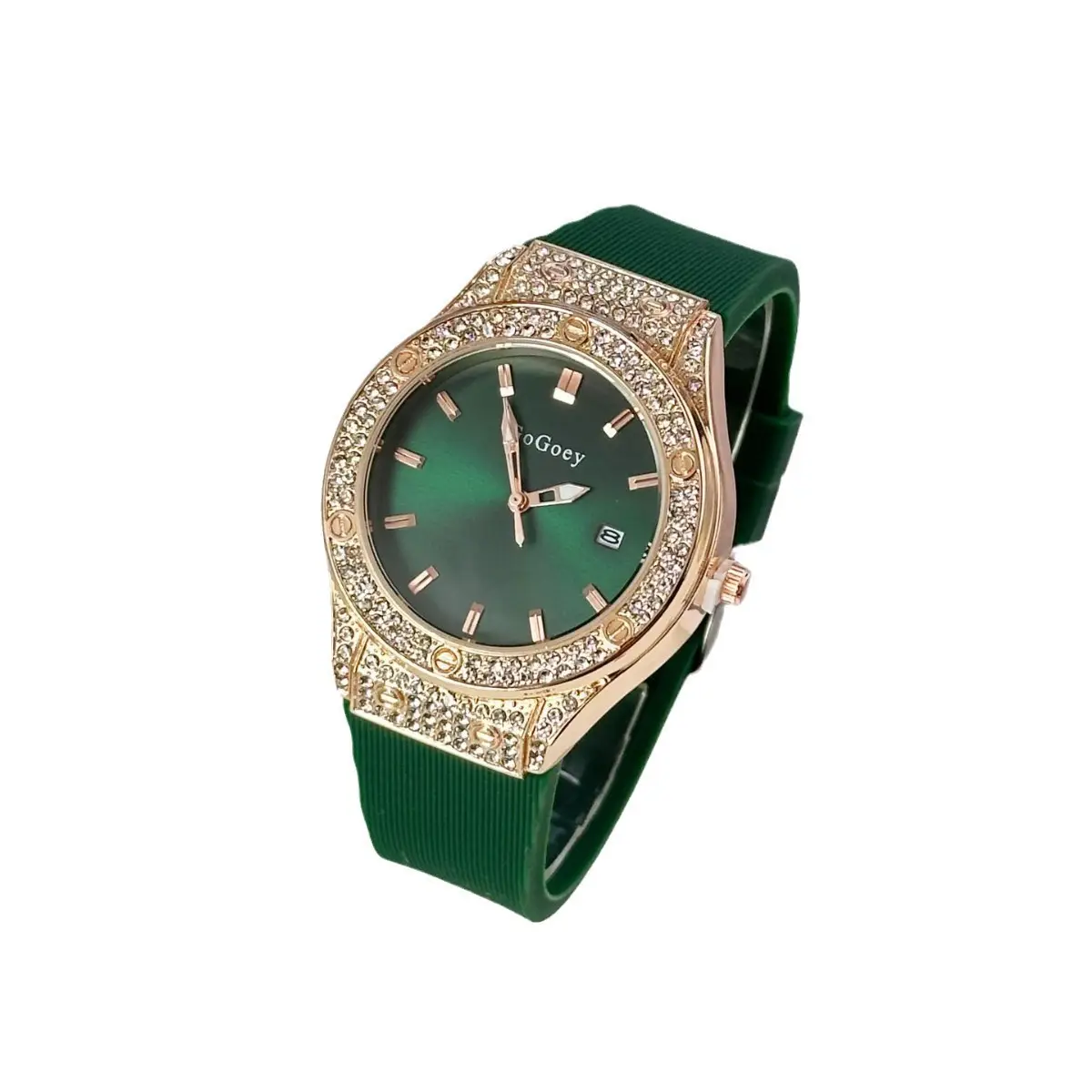 Red Full Diamond Women's Quartz Watch with Red Strap