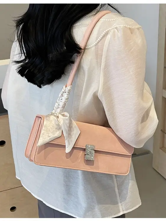 Women's Crossbody Bag with Pearl Bow & Leather Strap - Image 5