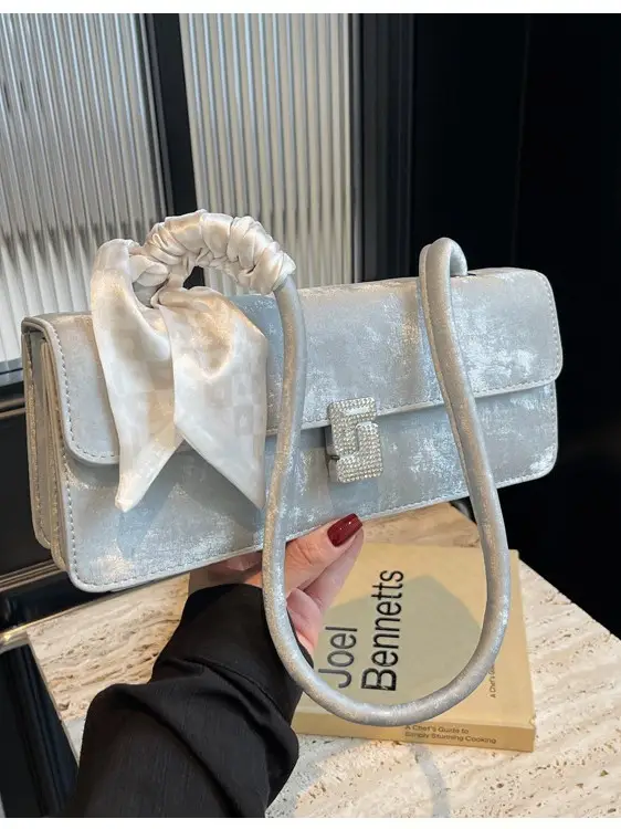Women's Crossbody Bag with Pearl Bow & Leather Strap - Image 7