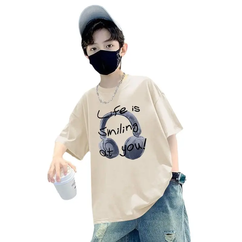 Blue Printed Cotton T-Shirt for Boys Summer Wear - Image 10