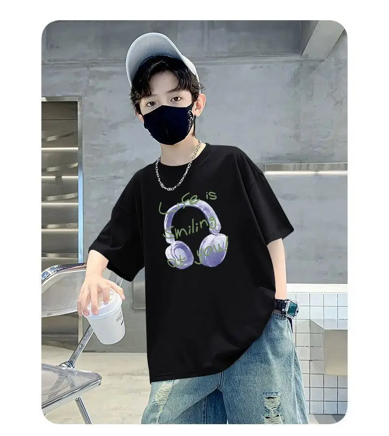Blue Printed Cotton T-Shirt for Boys Summer Wear — feature 12