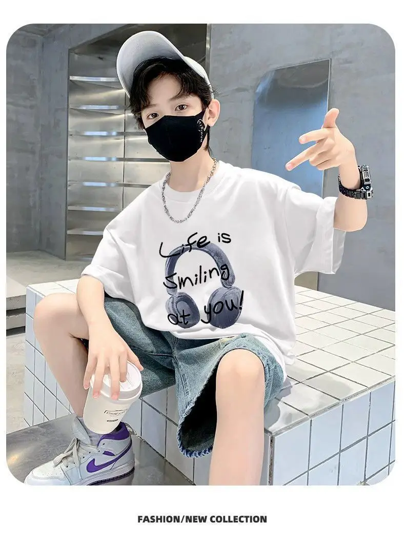 Blue Printed Cotton T-Shirt for Boys Summer Wear — feature 5