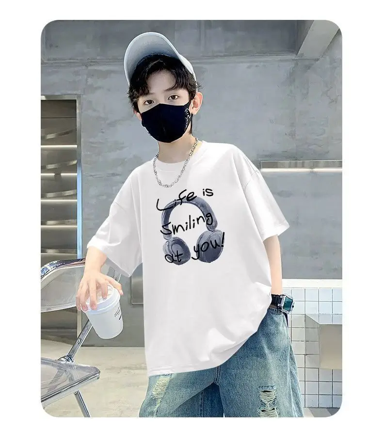 Blue Printed Cotton T-Shirt for Boys Summer Wear — feature 6