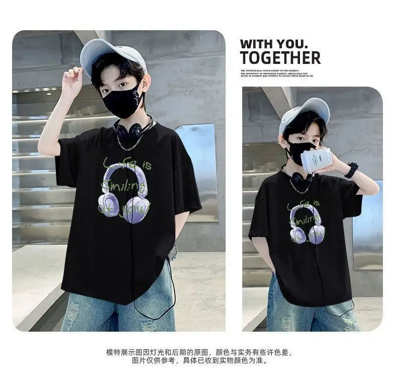 Blue Printed Cotton T-Shirt for Boys Summer Wear — feature 9