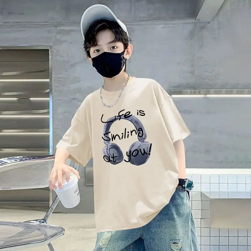 Blue Printed Cotton T-Shirt for Boys Summer Wear - Image 5