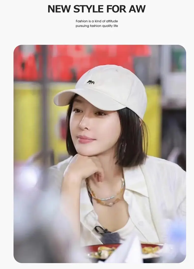 Women Baseball Cap Cream Fox Embroidered Large Cap — feature 12