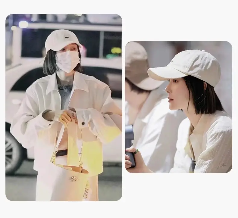 Women Baseball Cap Cream Fox Embroidered Large Cap — feature 4