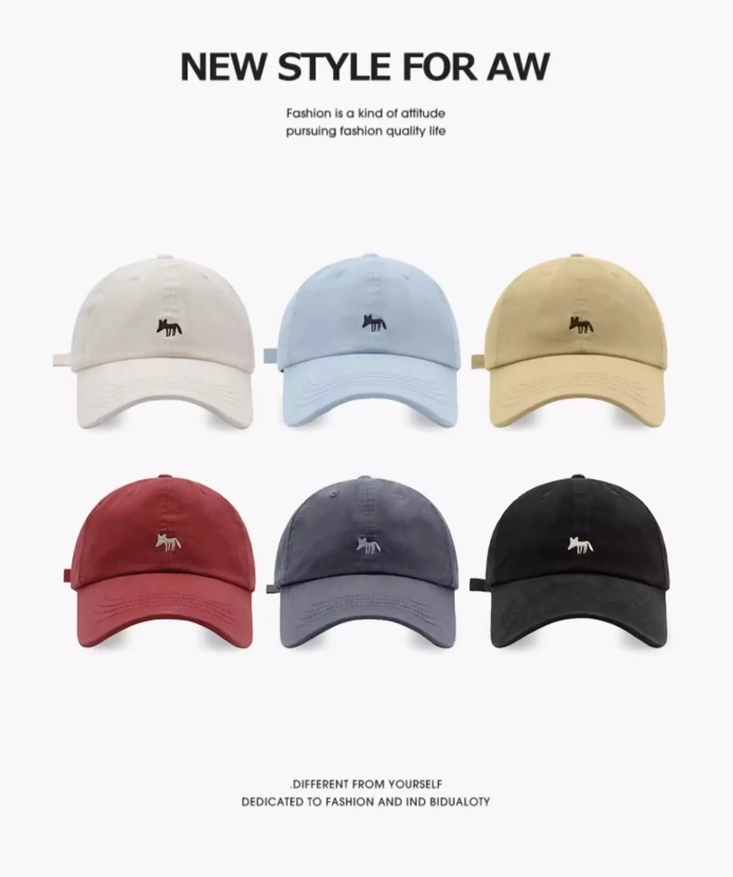 Women Baseball Cap Cream Fox Embroidered Large Cap — feature 7
