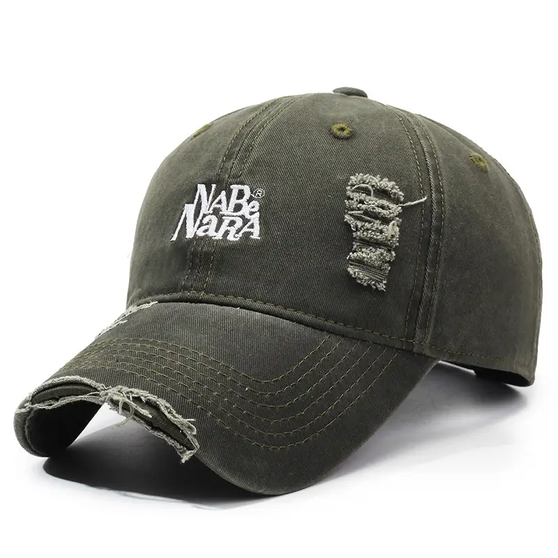Navy Blue Wash Denim Baseball Cap with Letter Embroidery - Image 12