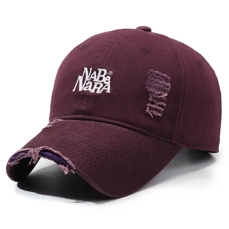 Navy Blue Wash Denim Baseball Cap with Letter Embroidery - Image 3