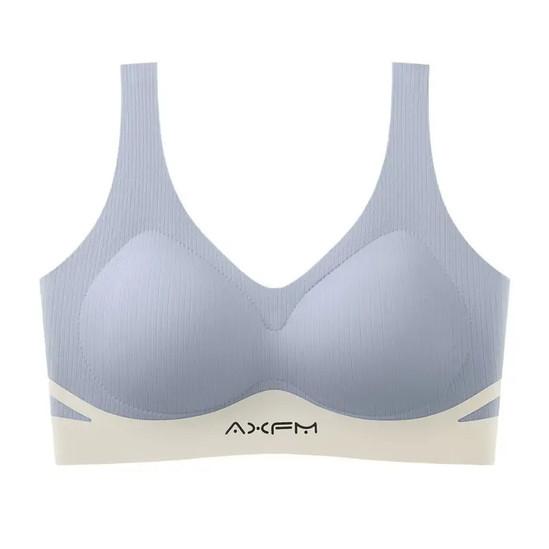 Traceless Underwire Bra Women's Blue White Adjustable Support - Image 10