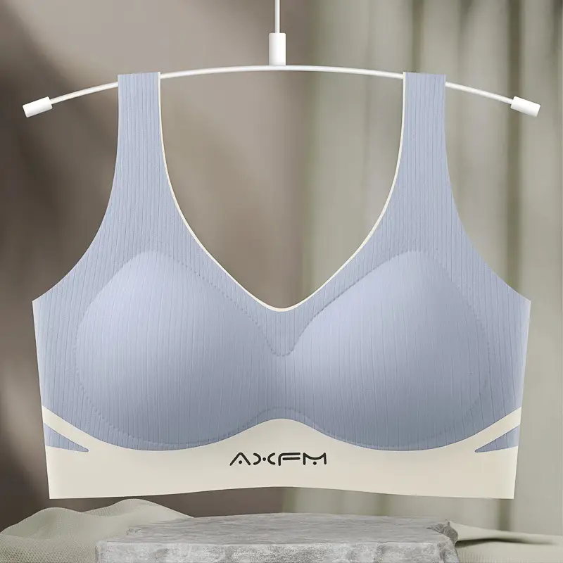 Traceless Underwire Bra Women's Blue White Adjustable Support - Image 4