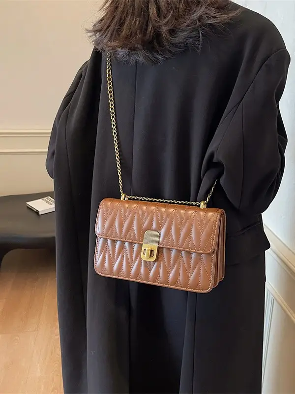 Korean Style Quilted Shoulder Bag Brown 2026 - Image 6