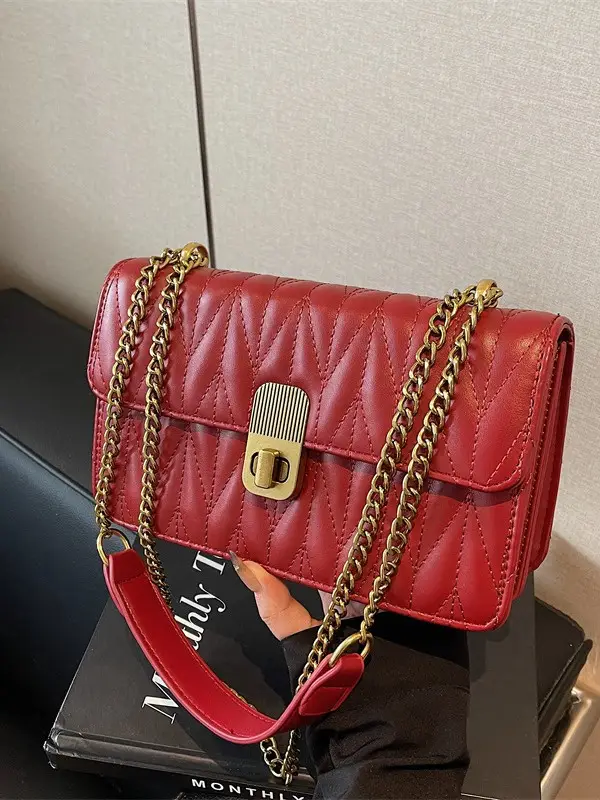 Korean Style Quilted Shoulder Bag Brown 2026 - Image 7