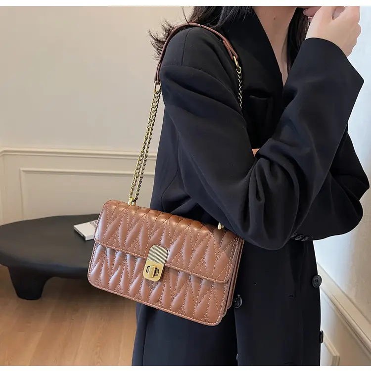 Korean Style Quilted Shoulder Bag Brown 2026 — feature 17