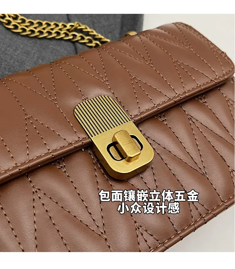 Korean Style Quilted Shoulder Bag Brown 2026 — feature 3