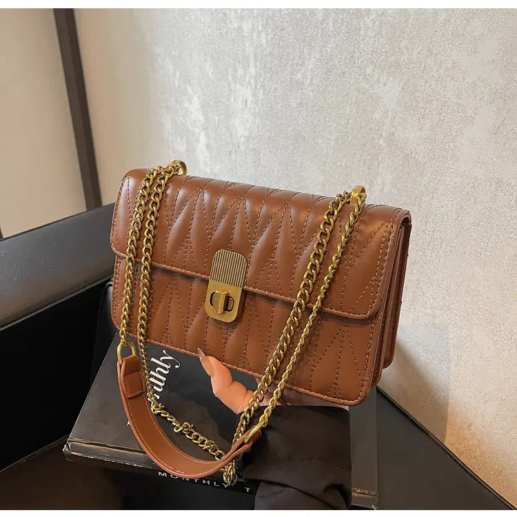 Korean Style Quilted Shoulder Bag Brown 2026 — feature 36