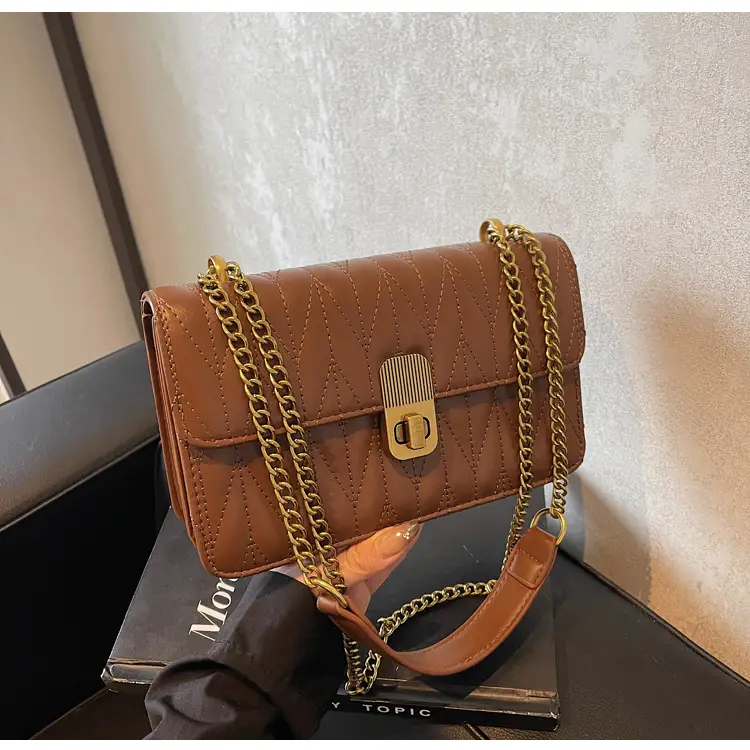 Korean Style Quilted Shoulder Bag Brown 2026 — feature 37