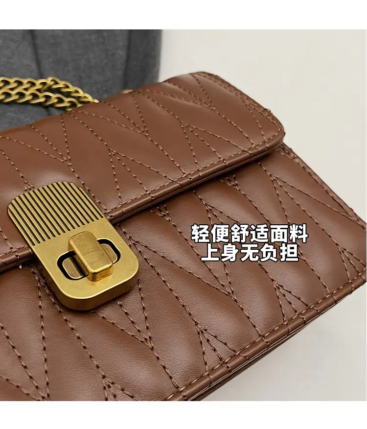 Korean Style Quilted Shoulder Bag Brown 2026 — feature 5