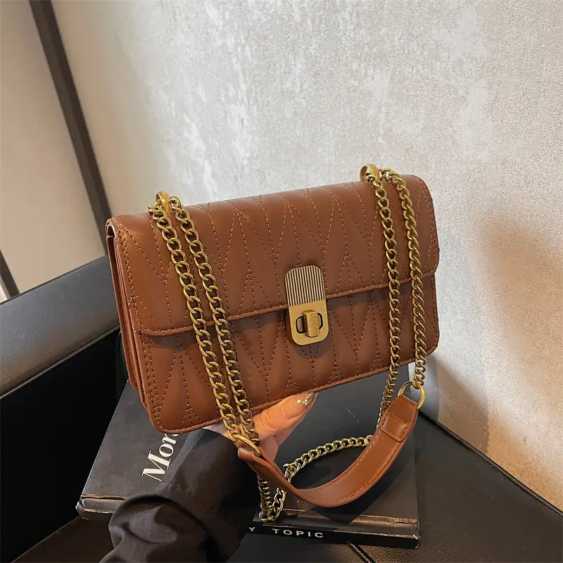 Korean Style Quilted Shoulder Bag Brown 2026 - Image 2