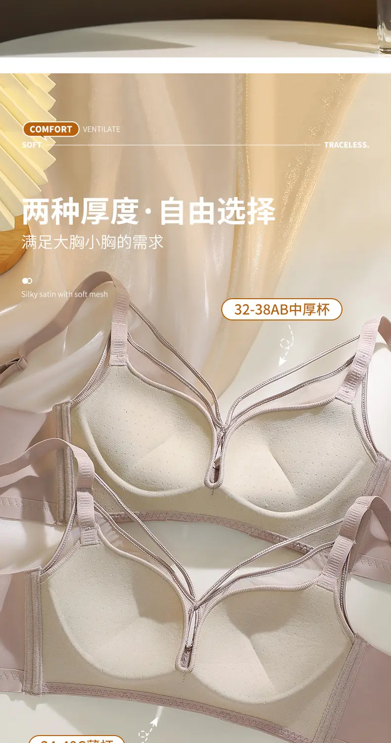 Women's Pink Push Up Non Steel Ring Adjustable Bra Small — feature 3