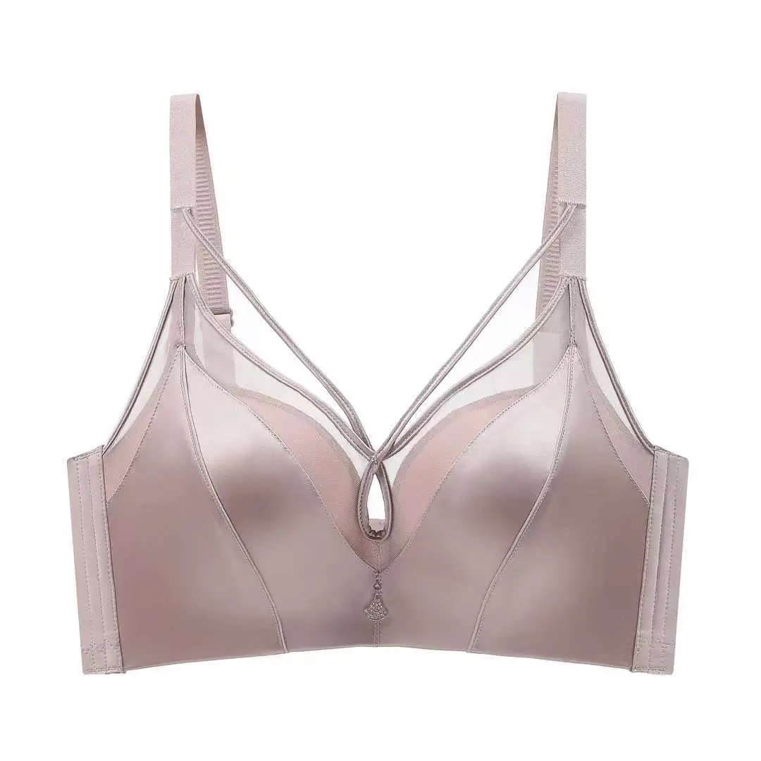 Women's Pink Push Up Non Steel Ring Adjustable Bra Small - Image 2