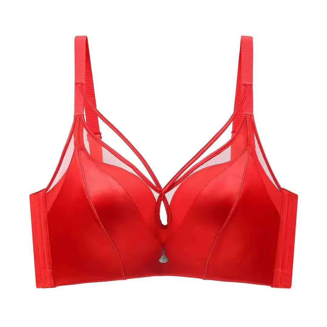 Women's Pink Push Up Non Steel Ring Adjustable Bra Small - Image 6