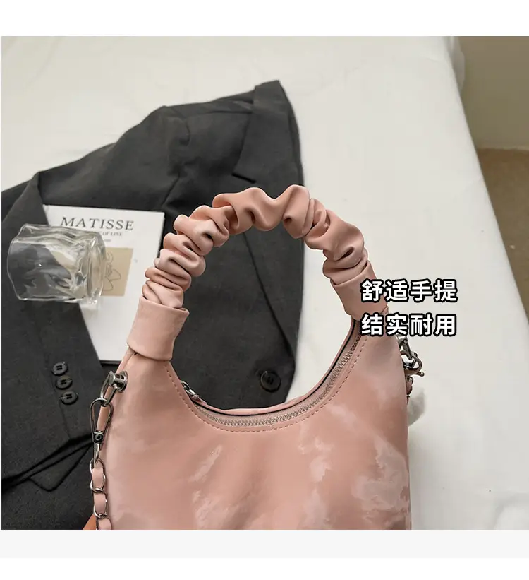 Women's Pink Velvet Shoulder Crossbody Bag with Cute Pom Pom — feature 4