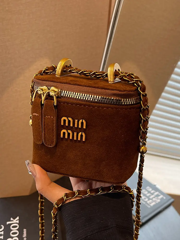 Frosted Mini Box Bag Red Winter New Retro Mouth - Image 7