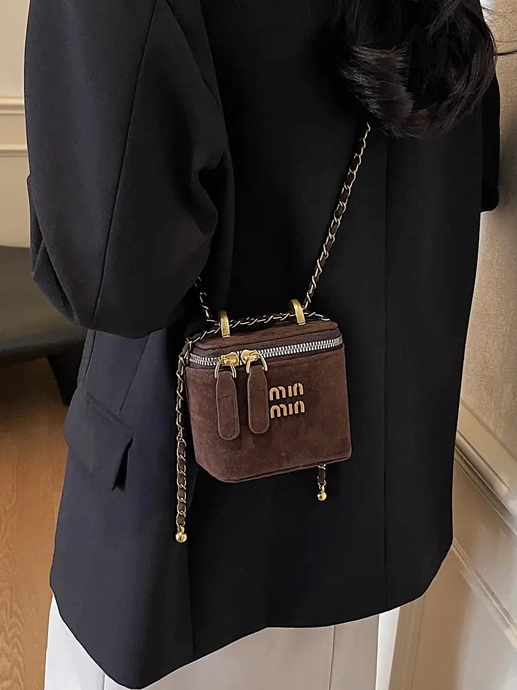 Frosted Mini Box Bag Red Winter New Retro Mouth - Image 10