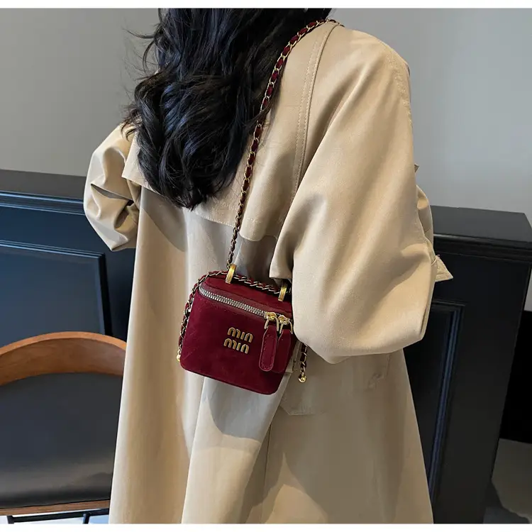 Frosted Mini Box Bag Red Winter New Retro Mouth — feature 10