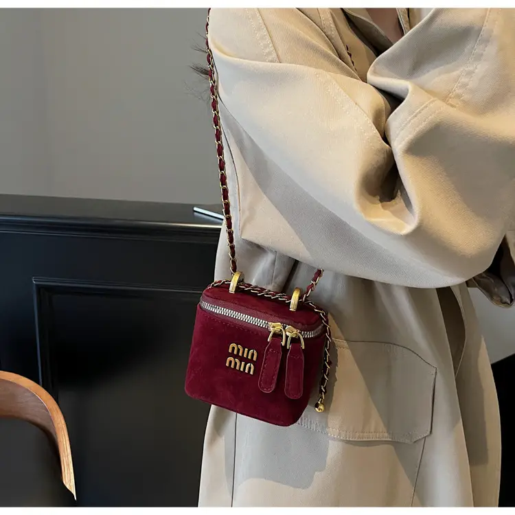 Frosted Mini Box Bag Red Winter New Retro Mouth — feature 11