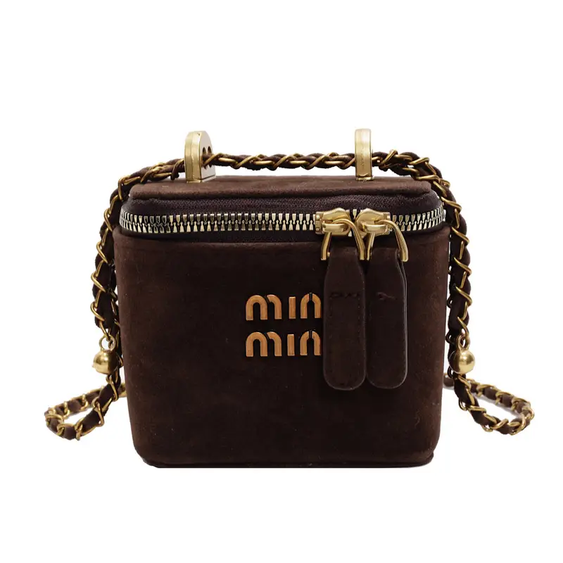 Frosted Mini Box Bag Red Winter New Retro Mouth - Image 3