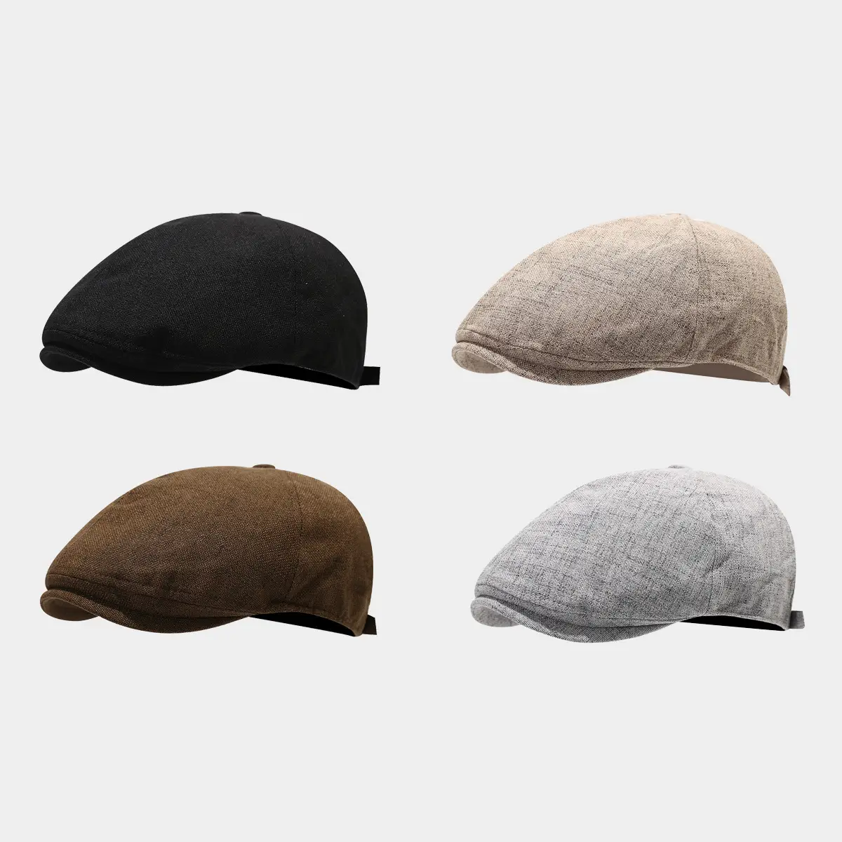 Black Cotton Forward Hat for Men Summer Casual