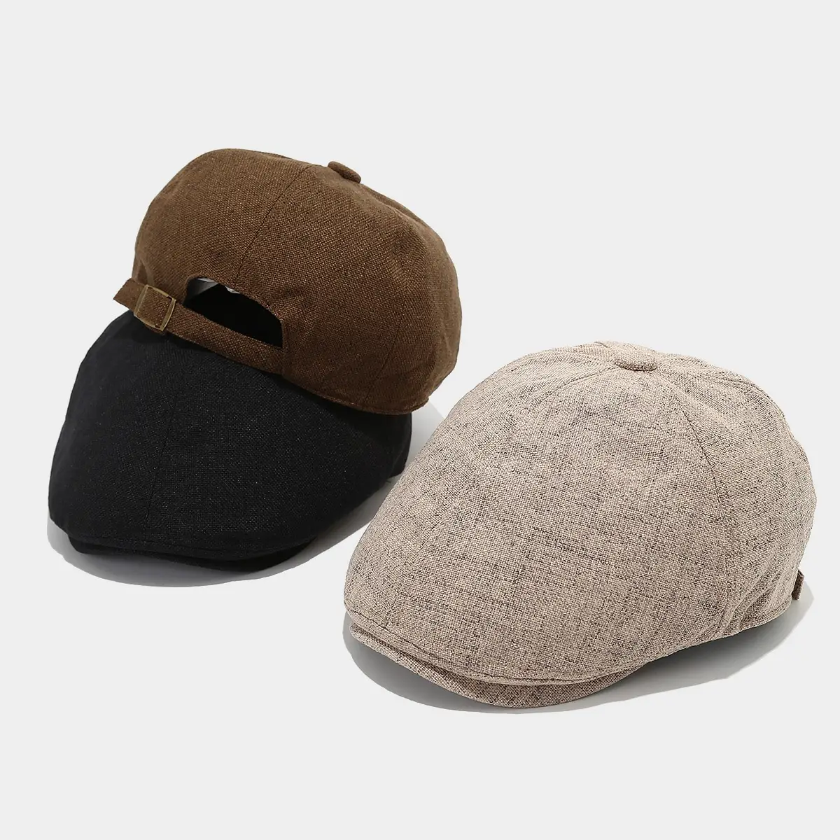Black Cotton Forward Hat for Men Summer Casual
