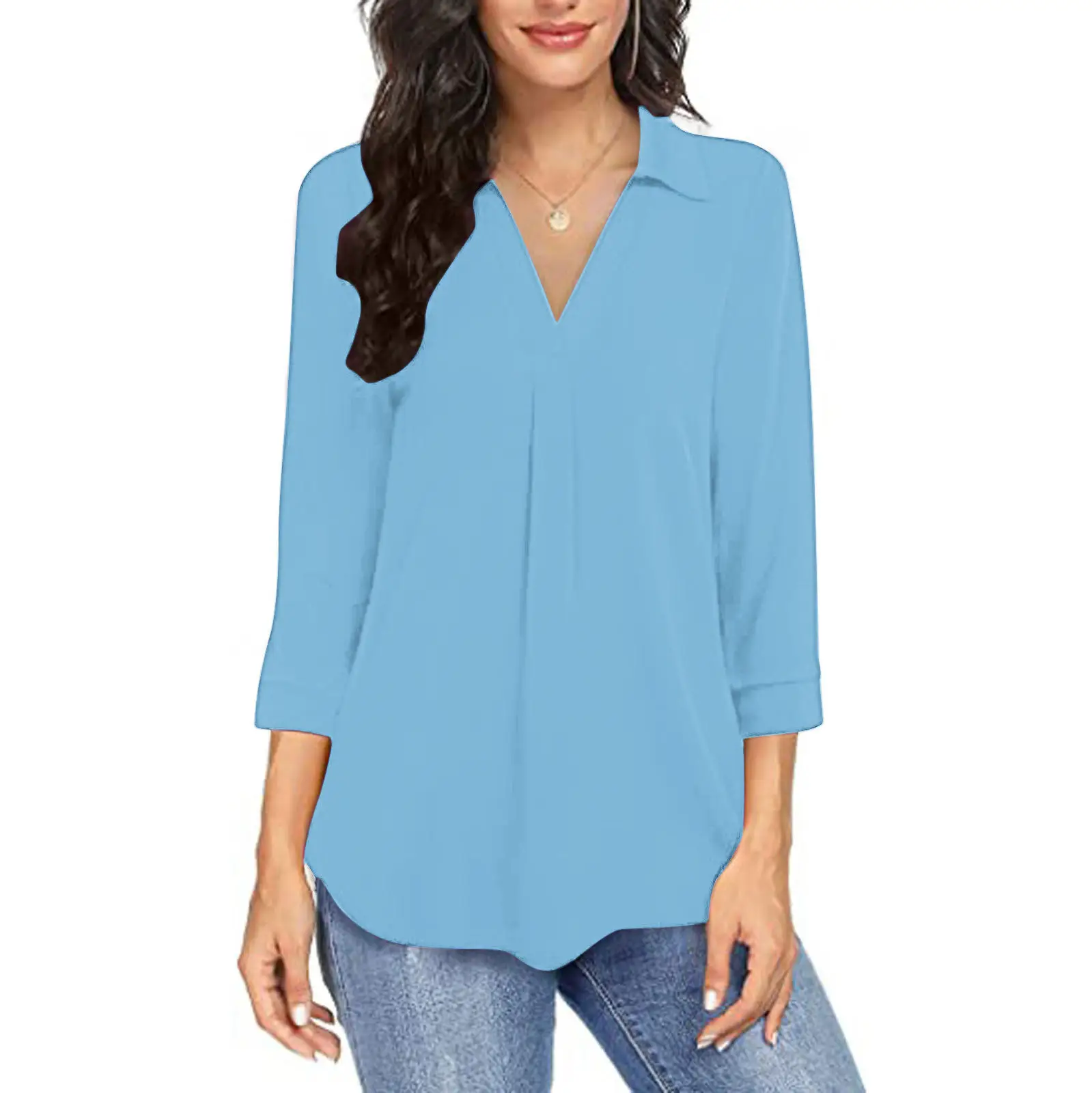 Women's Purple V-Neck Pullover Spring Summer Top - Image 6
