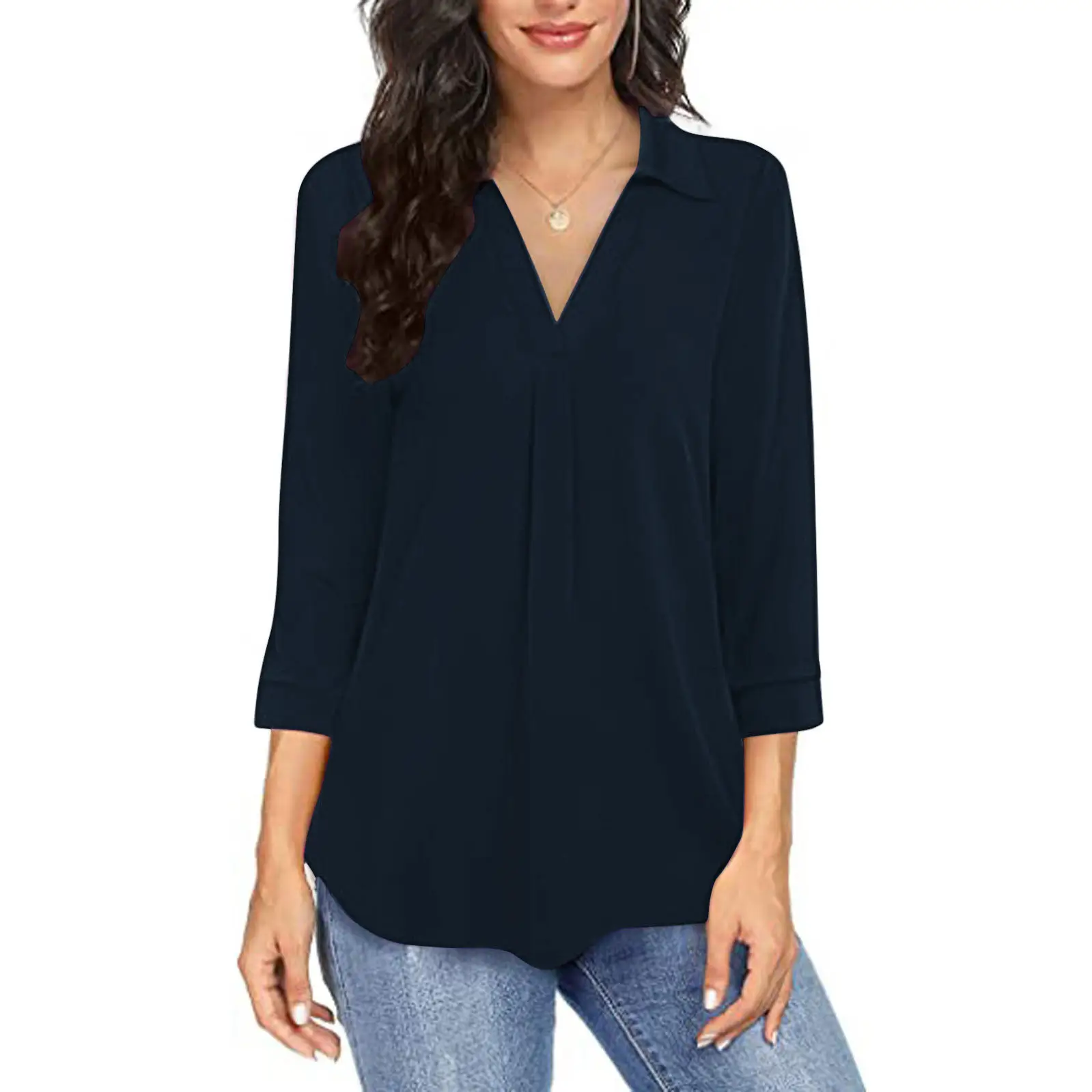 Women's Purple V-Neck Pullover Spring Summer Top - Image 7