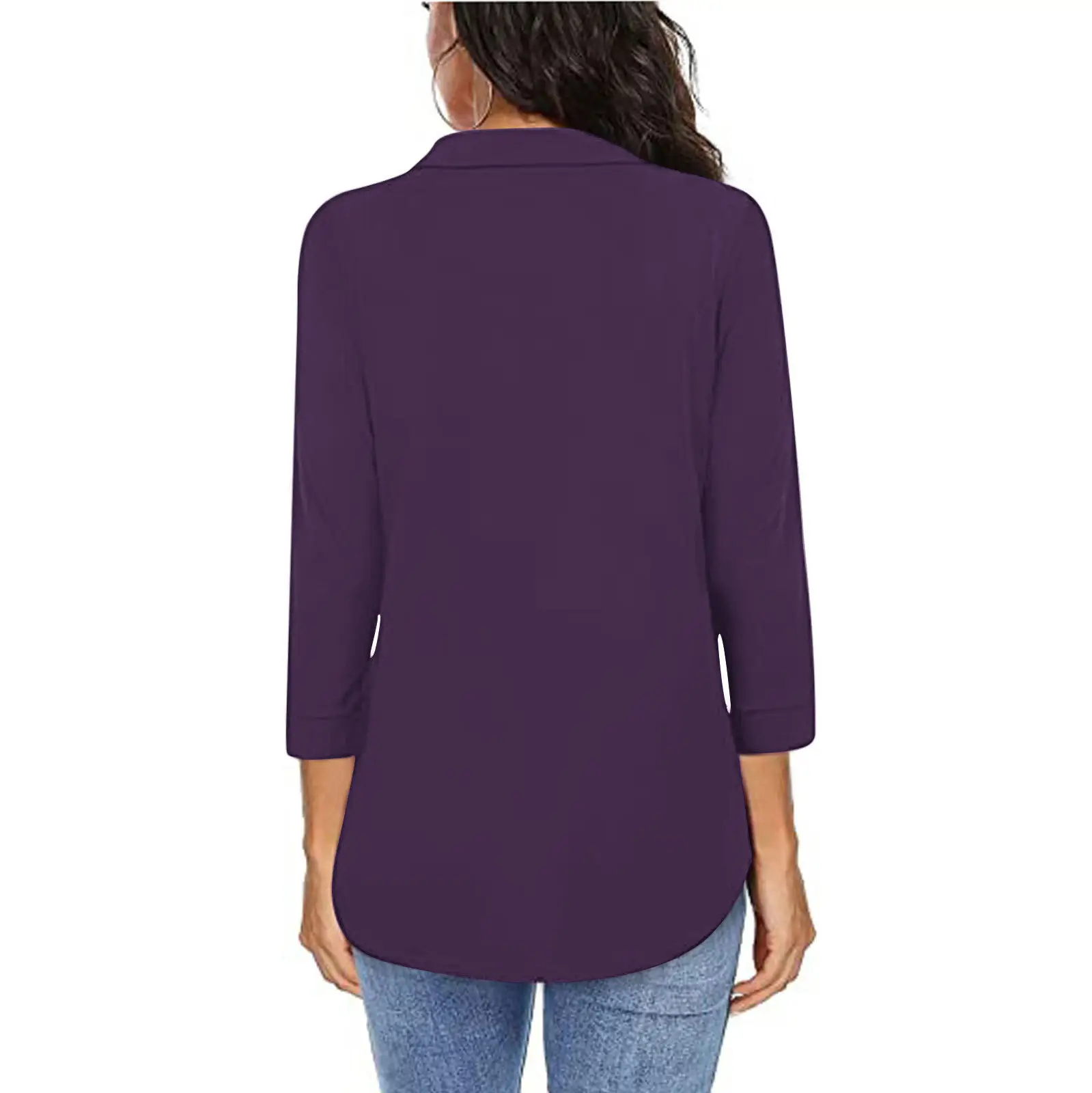 Women's Purple V-Neck Pullover Spring Summer Top — feature 8