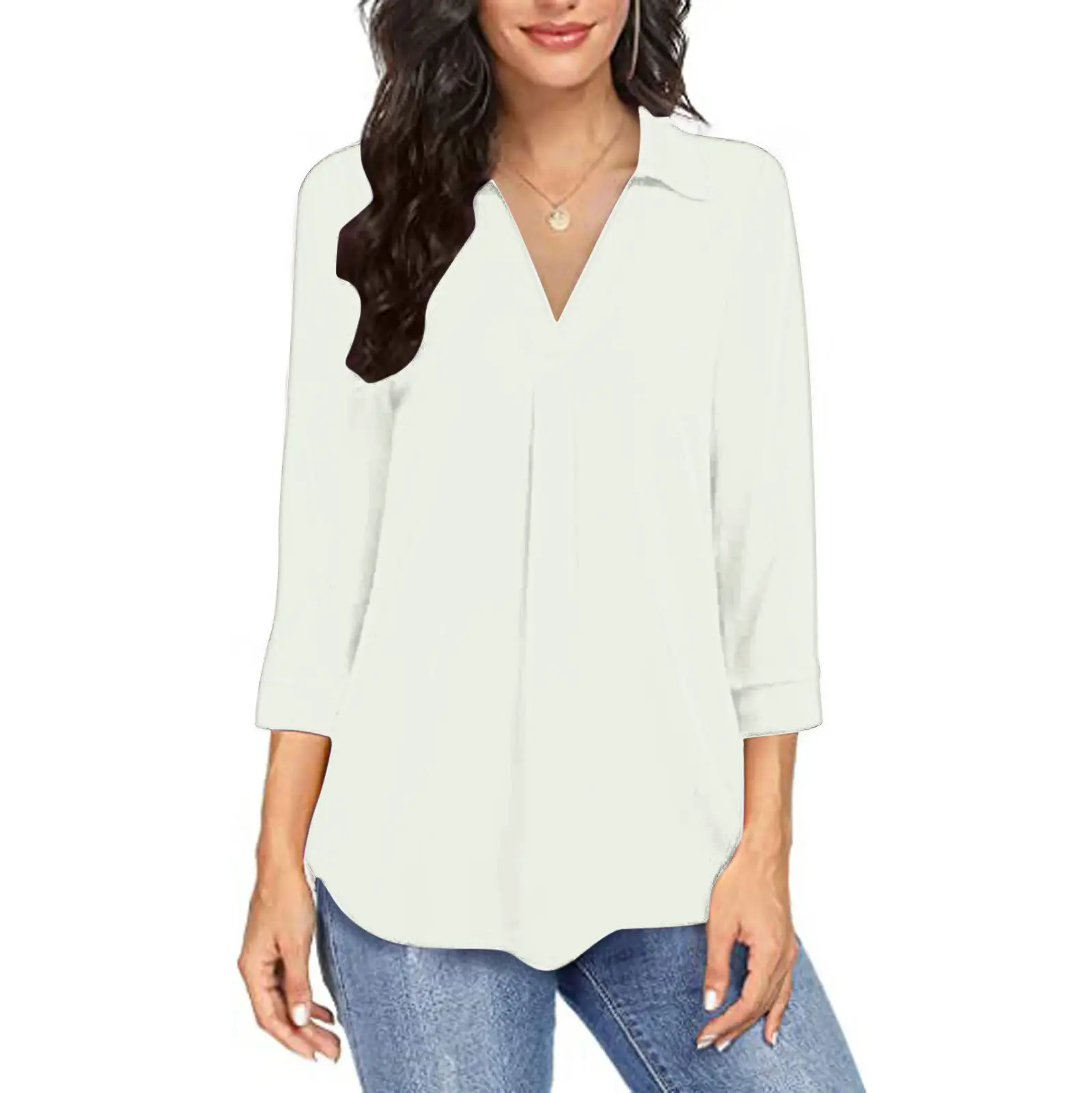 Women's Purple V-Neck Pullover Spring Summer Top - Image 2
