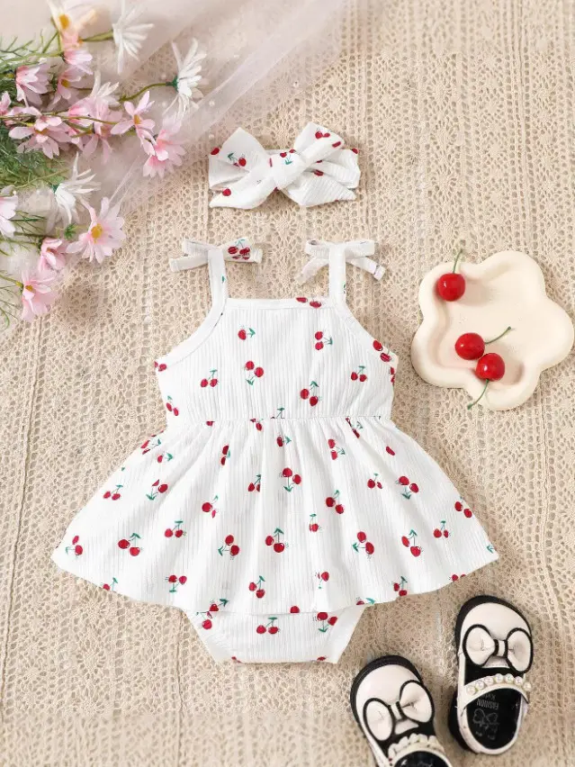 2025 Baby Skirt Dress Red Floral Cross-border